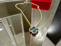 Van Cleef & Arpels VCA Gold Grey Mother Alhambra Clover Дамско Колие