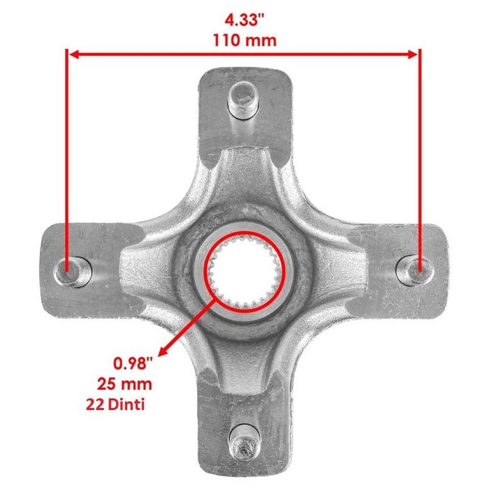 Butuci roata ATV/QUAD, dimensiuni 4 x 110 mm, ax 25 mm, 22 caneluri