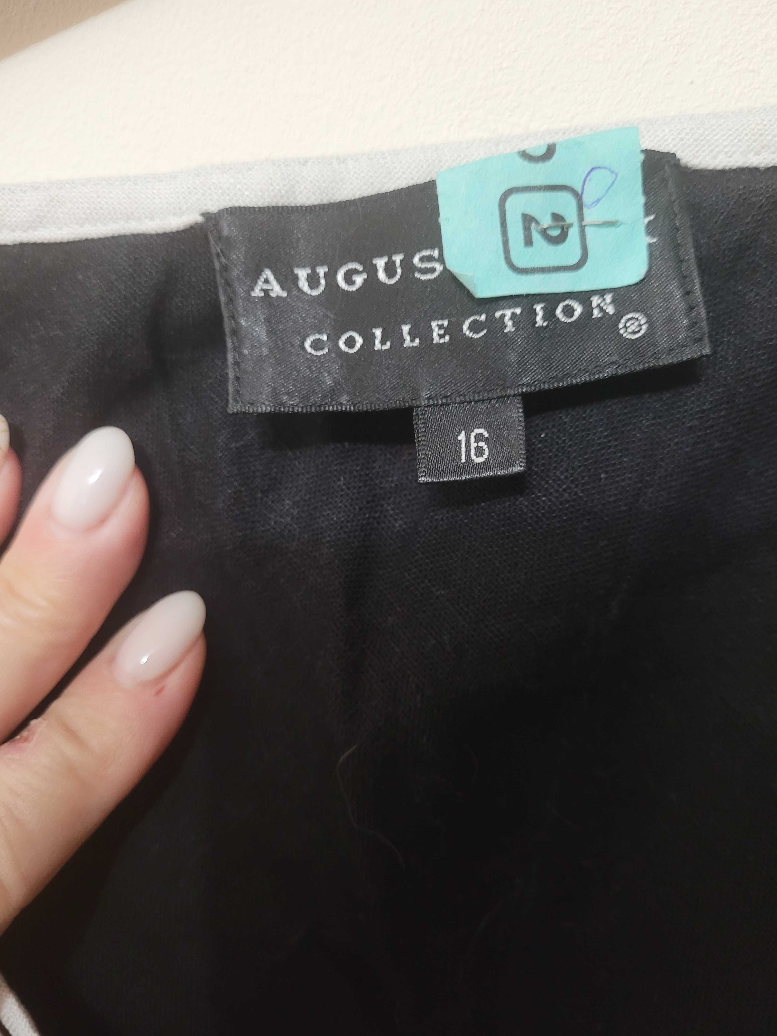 Bluza neagra cu detalii albe, din in 100%, marime XL