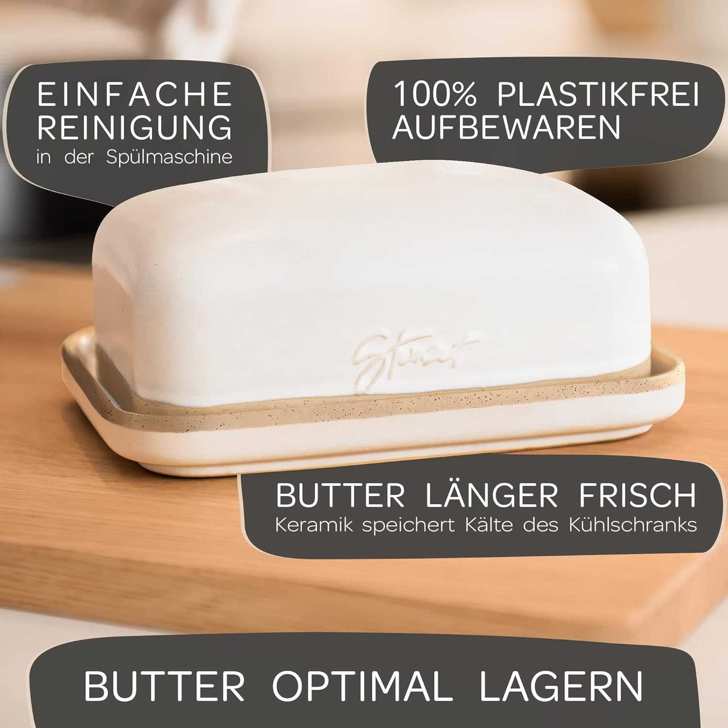 Steinzeit Design Butter Dish Керамичен съд за всички масла до 250g