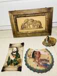 Vintage tablou decor indieni,egipt,lemn ,Gong