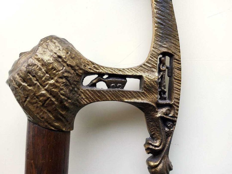 Baston din lemn și bronz, Dimensiuni: 11 x 91 cm, Mâner 17 cm