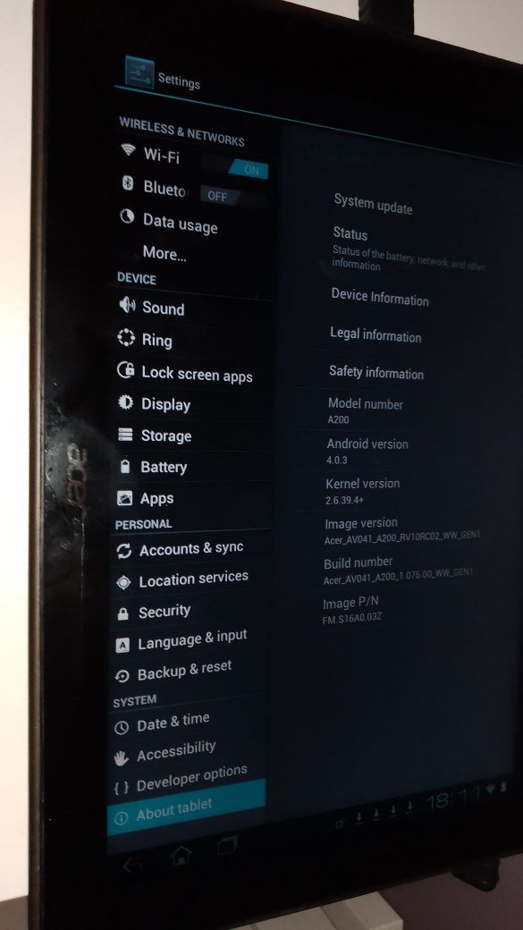 Таблет Acer Iconia A200 Работещ с някои забележки