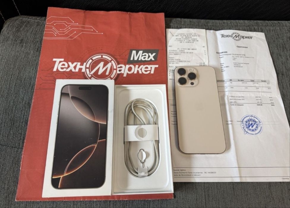 КАТО НОВ 256GB iPhone 16 Pro Max Техномаркет Гаранция 2026 Desert