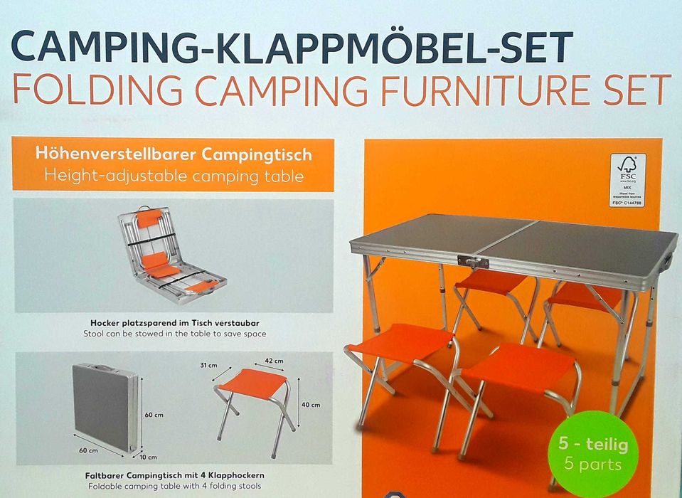 Set MASA cu 4 scaune pliabile pentru camping, picnic NOU - 195 Lei