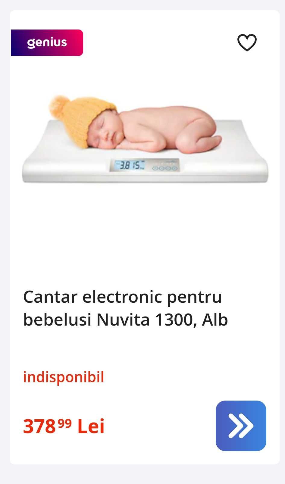 Cantarul digital pentru bebelusi, Nuvita, model 1300, alb