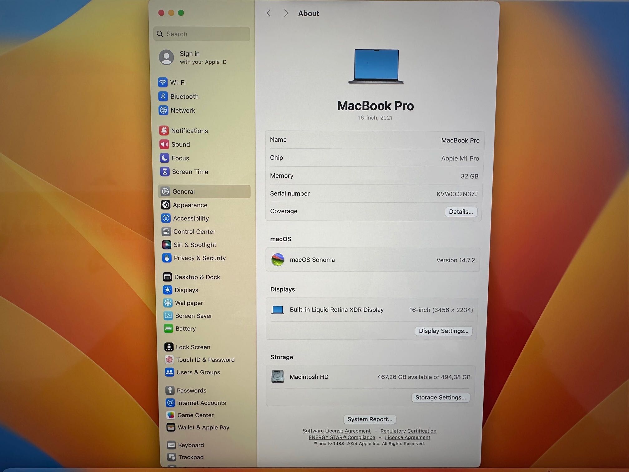 MacBook Pro 16" M1 Pro 10-CPU, 16-GPU, 32RAM,512SSD,ГАРАНЦИЯ 22.12.25г