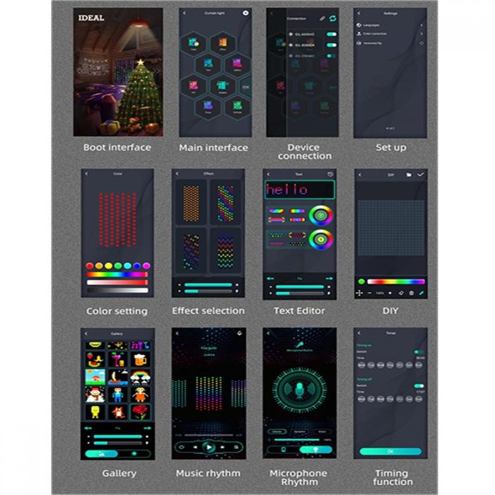 Интелигентна коледна завеса RGB, iDeal Led App, USB