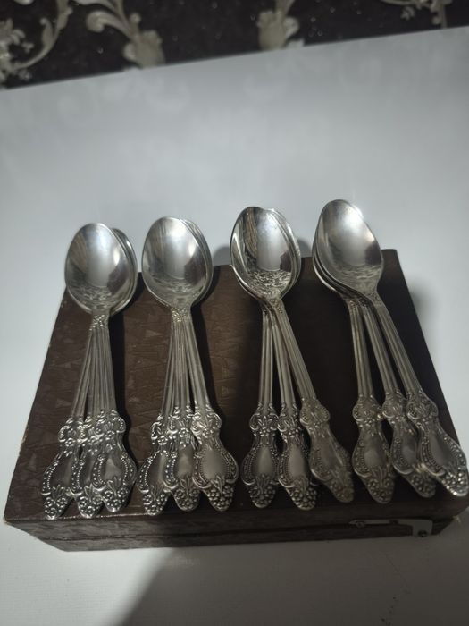 Чайные ложки на 12 персон, СССР, рисунок "Троянда"Уральская роза