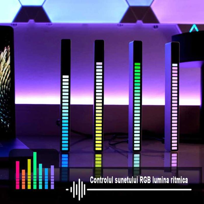 Bara LED RGB D08 cu activare sonora, 32 LED, USB