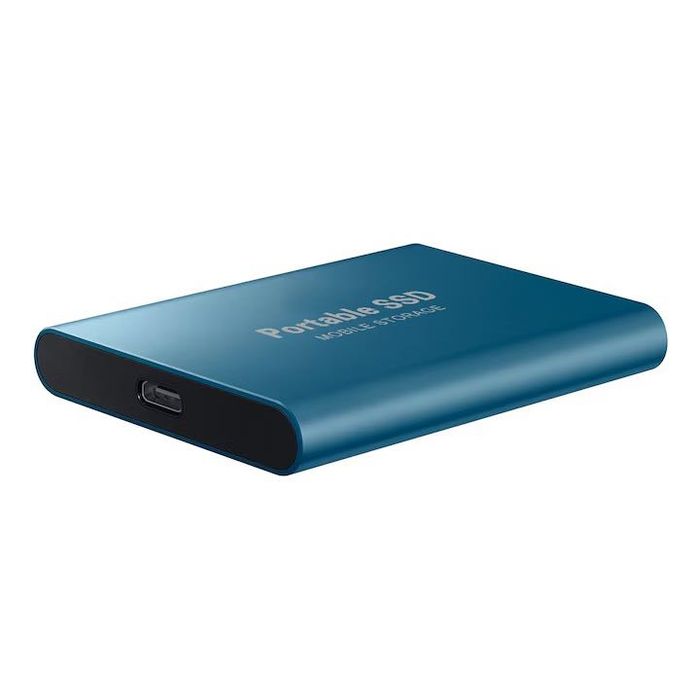 Външен хард диск SSD, Алуминий, Преносим, USB 3.0, 2TB, Син
