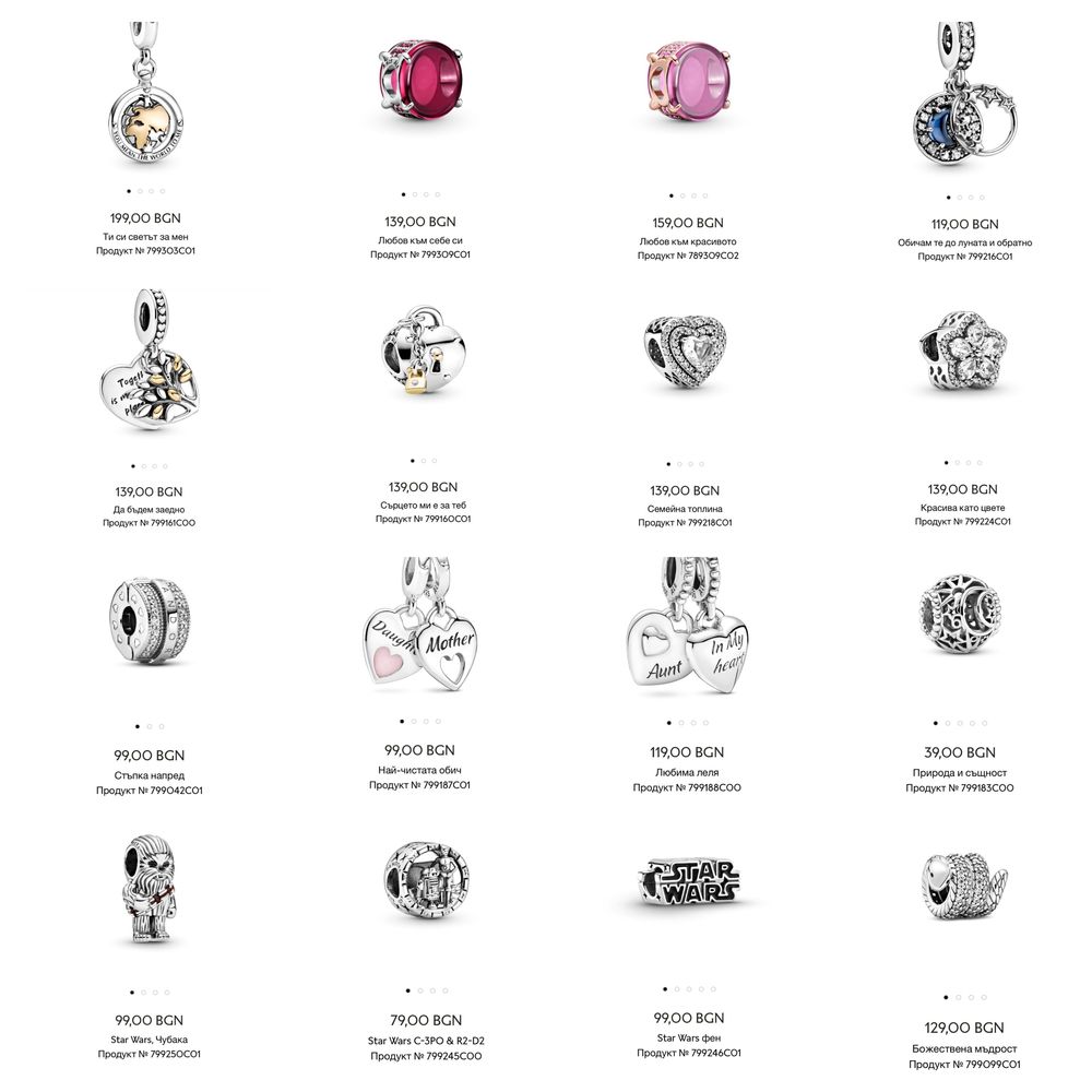 Талисмани Пандора гривни Pandora charms