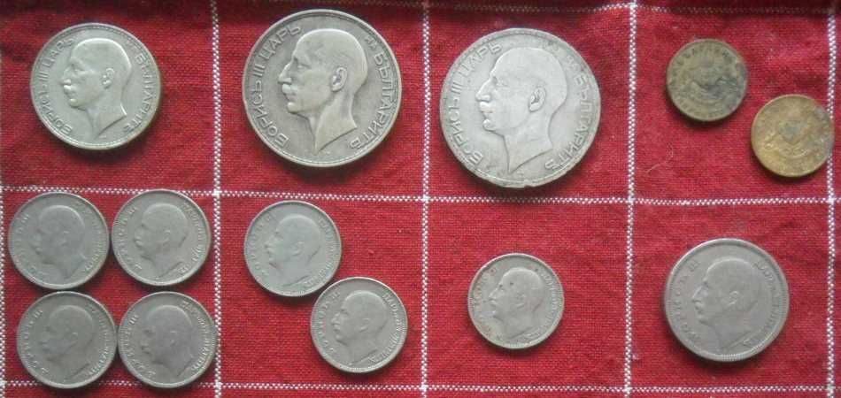 Лот - 5 номинала ,четиринадесет  монети - 1934, 37, 40.- цар Борис III