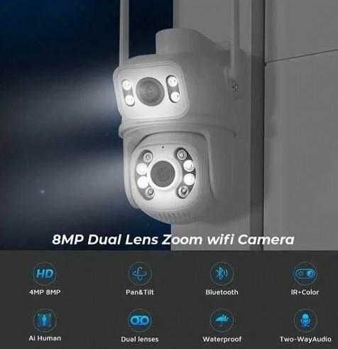 Двойна Smart WiFi безжична IP камера ICSEE 6MP нощно виждане