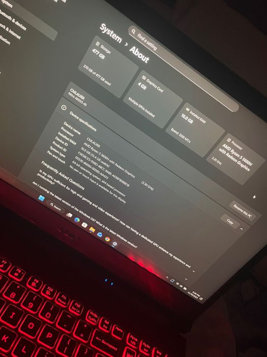 Laptop gaming Acer ryzen 5 rtx 3050