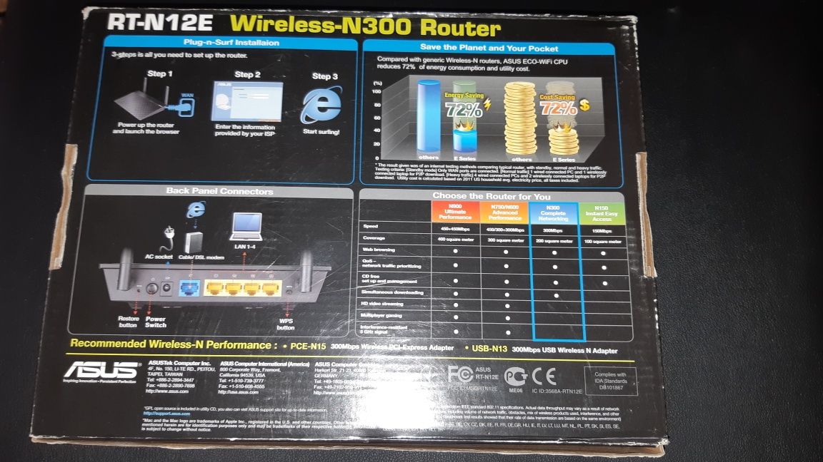 Router wireless ASUS RT-N12E, N 300, Dual 5DBi Antenna, Black Diamond