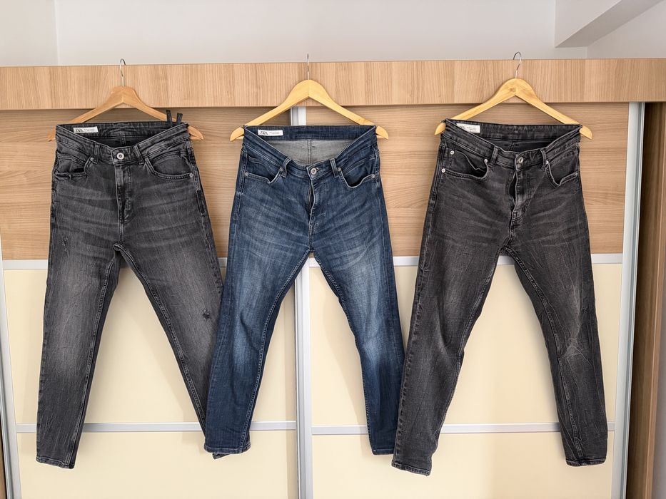 CA NOI - SET 3 Perechi Jeans Blugi Barbati Zara Skinny Cropped EUR40