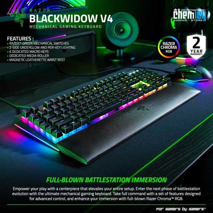 Tastatura Gaming Mecanica RAZER BlackWidow V4 Green Clicky Switch Noua