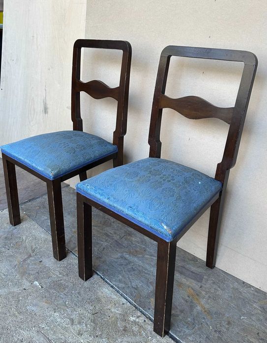 Set 2 Scaune Vintage cu sezut tapitat si cadru din lemn; Scaun