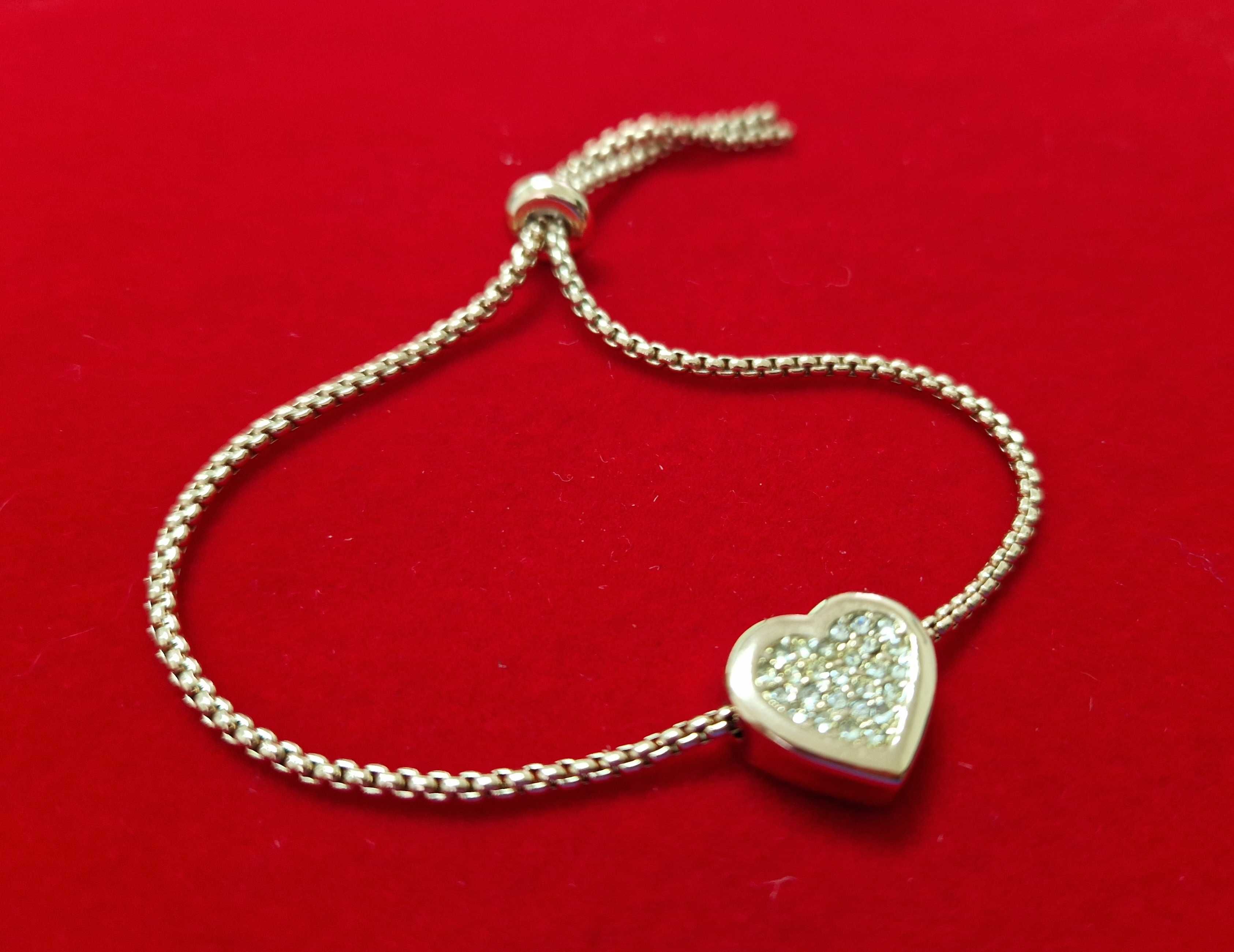 GB12,bratara placata aur 14k,reglabila,inima zirconii albe,ideal cadou