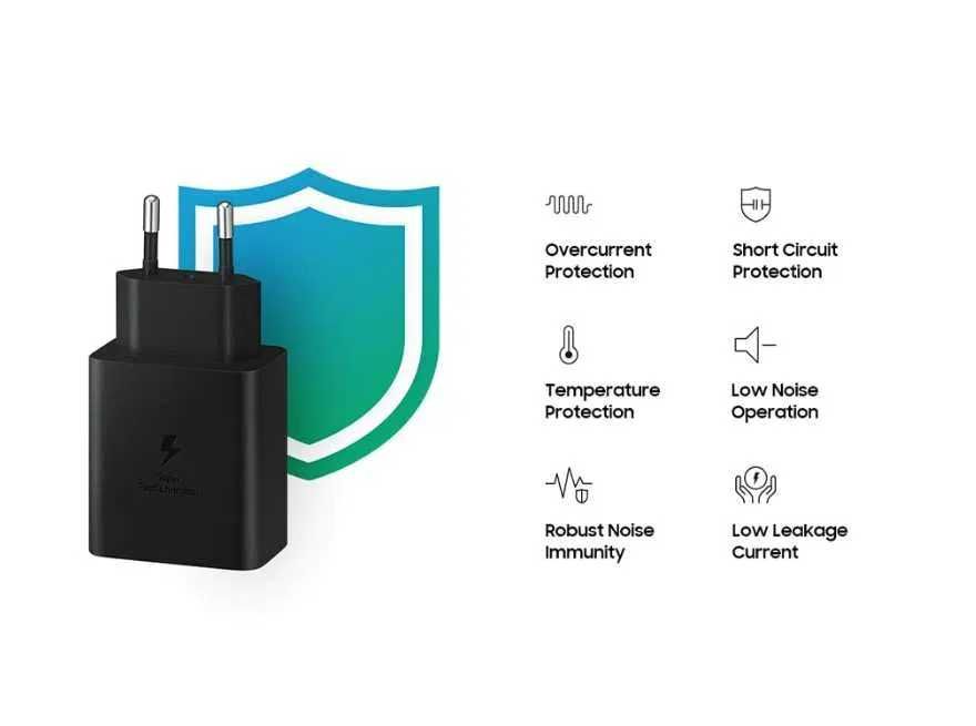 Incarcator priza Samsung USB C, 45W negru, Note 20, S23 Ultra S24, S25