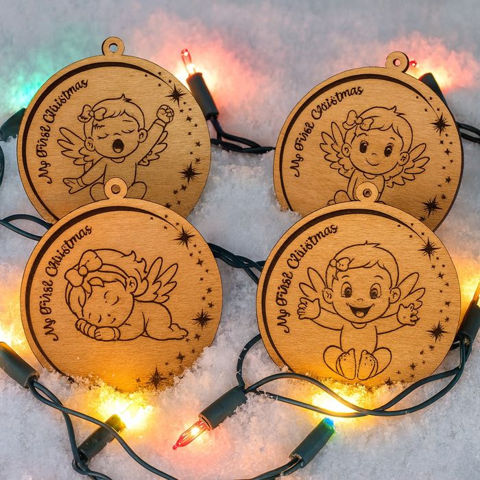 Ornamente din lemn pentru brad set 4buc