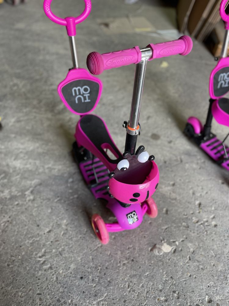 Trotineta evolutiva Moni maner parental si sezut  3 in 1 Lollipop Pink