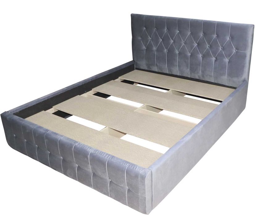 Pat tapitat Nefmob Petra, dimensiune saltea 160x200, culoare gri