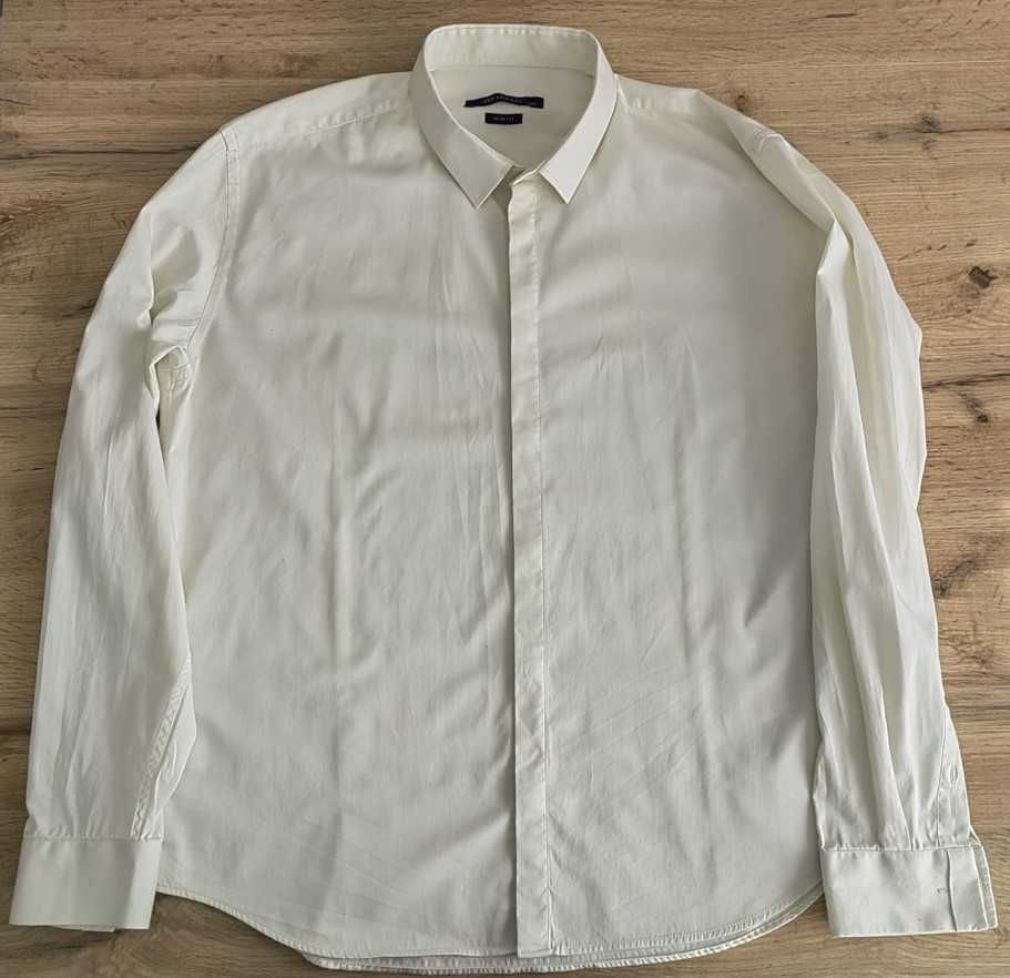 Мъжка бяла риза с дълъг ръкав, slim, 2XL, Zen and Zen