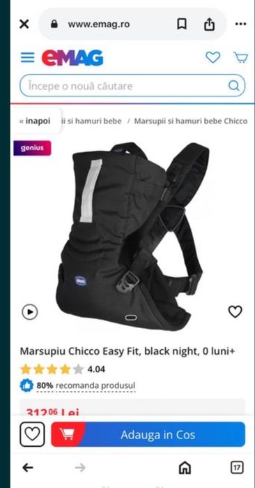 Vand Marsupiu Chicco impecabil