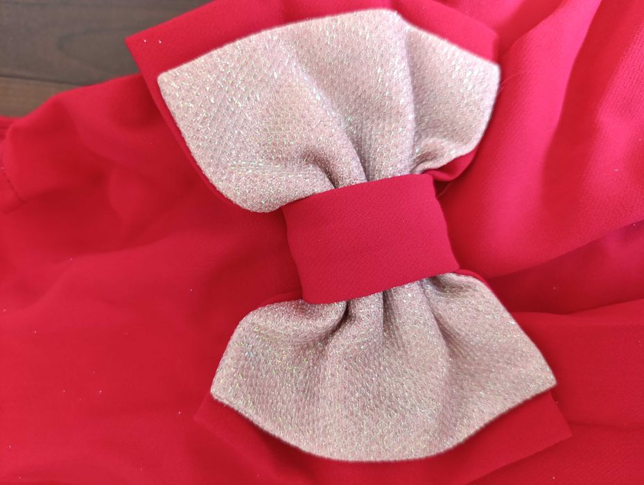 Детска рокля точици/коледна/червена