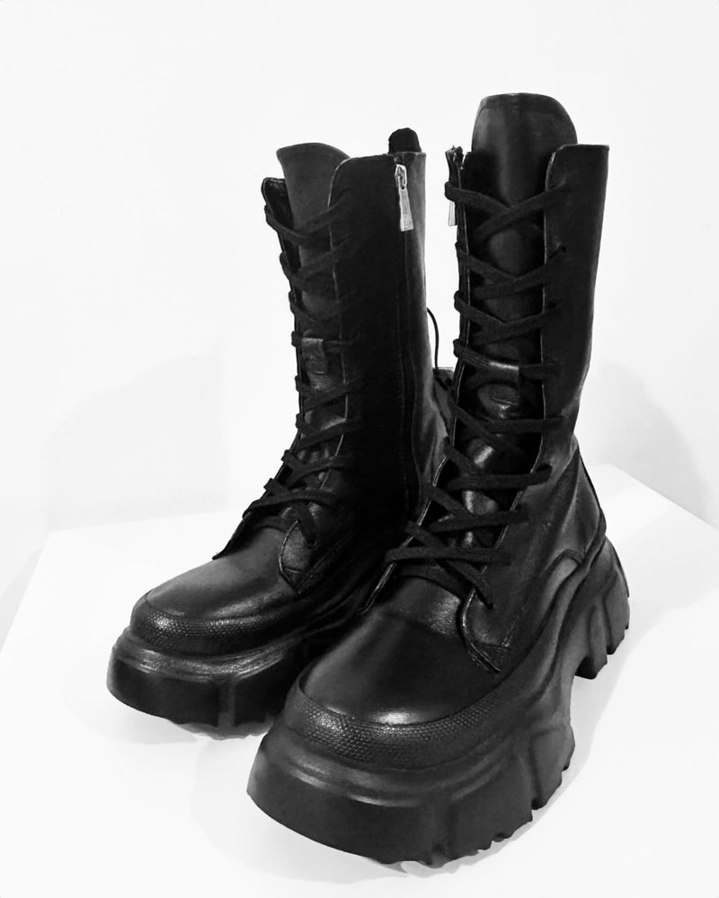 Bocanci ghete Zara piele naturala combat boots 40 41 noi cu eticheta