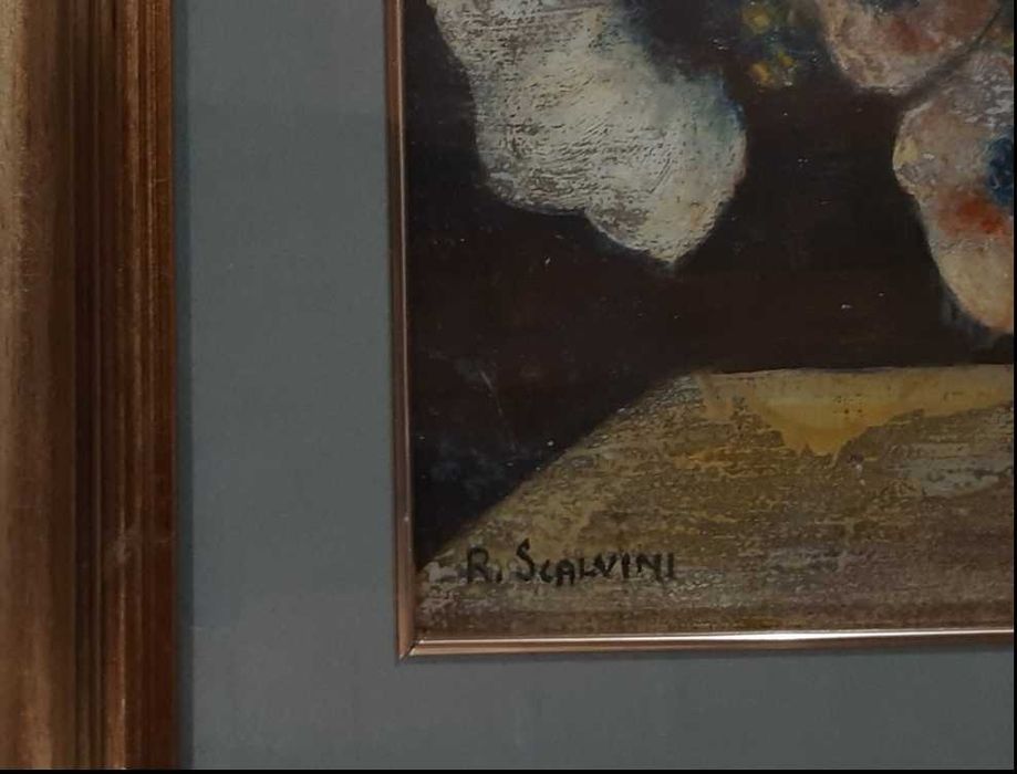 Tablou, pictură ulei/masonit, Vas cu flori, Roberto Scalvini