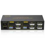 TJCXELE DP KVM превключвател 2 монитора 2 компютъра 4K144HZ, 4хUSB 3.0
