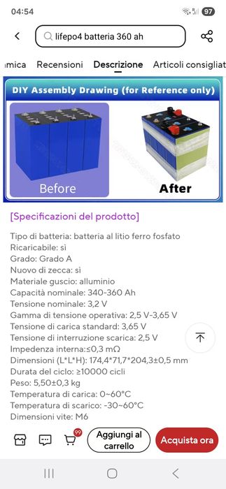 Celule lifepo4 360ah clasa A