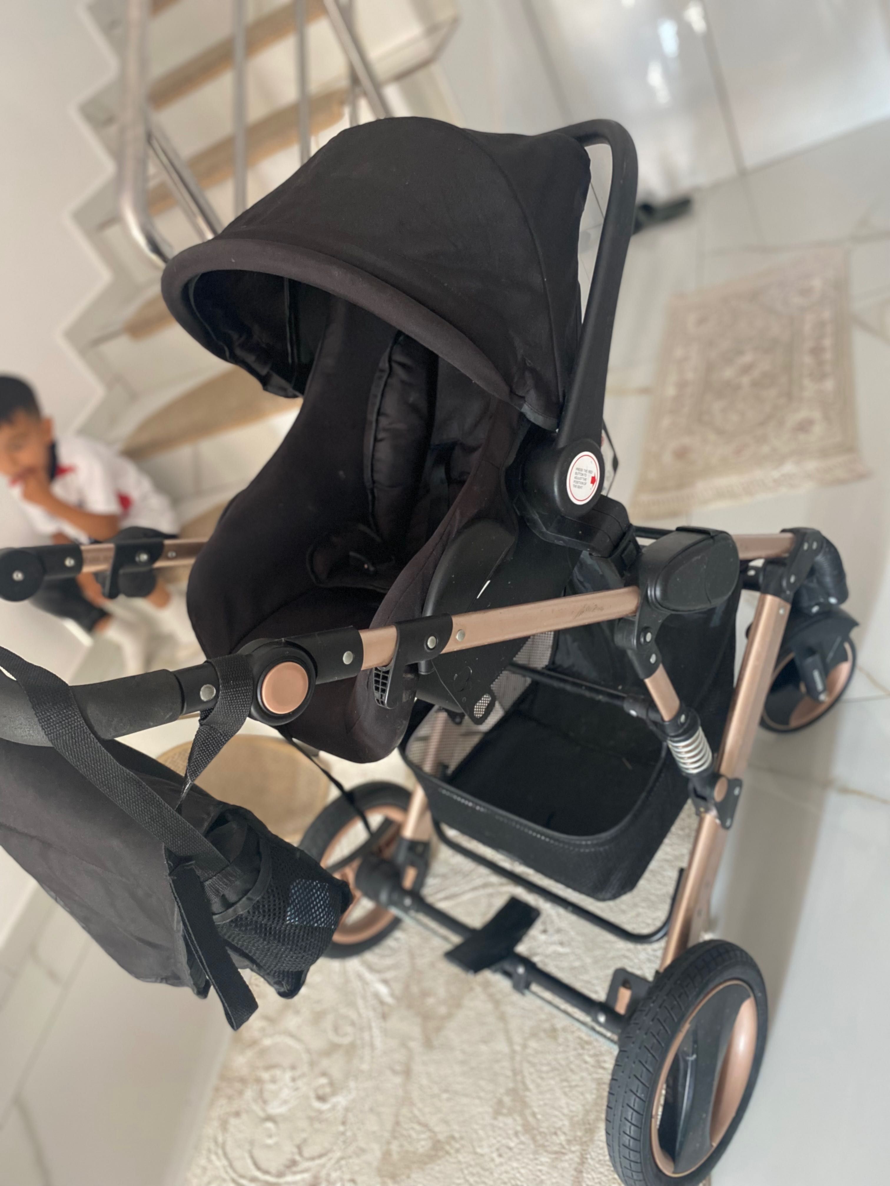 Carucioare 3 in 1 BabyDary Negre – cu Suspensii