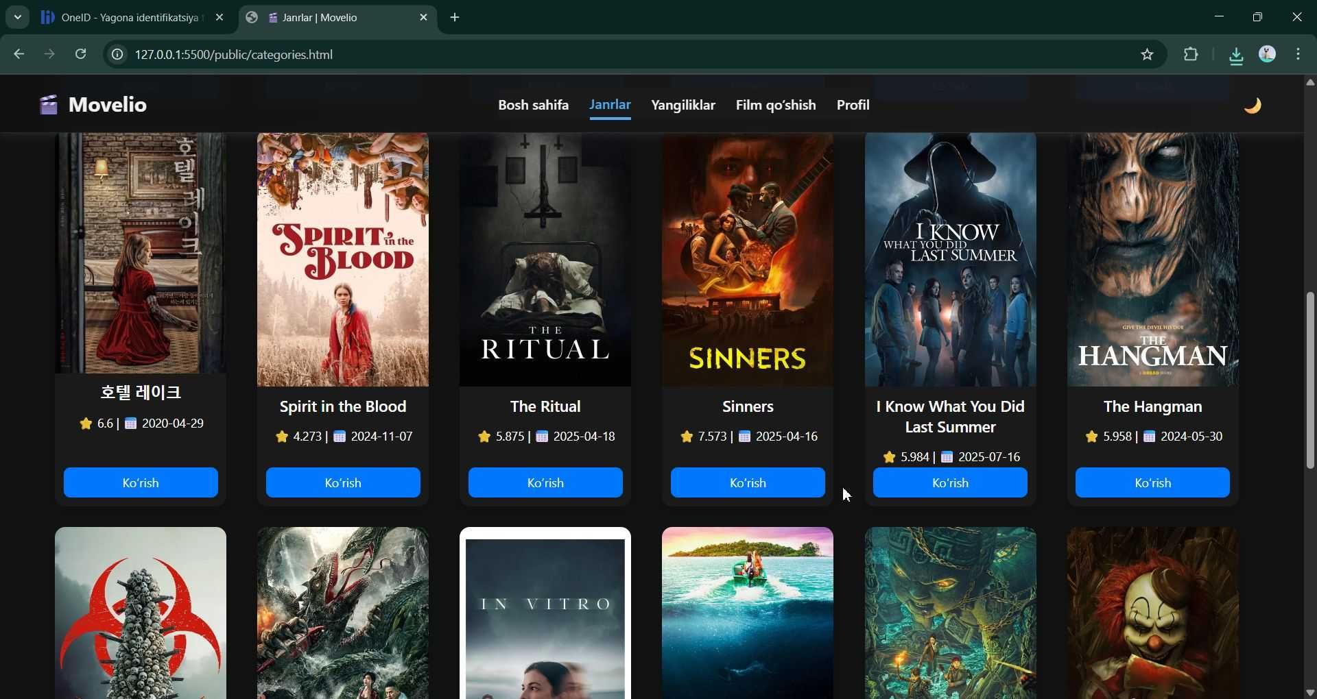 tayyor kino platformasi frontend qismi sotiladi, backend qismi yo'q