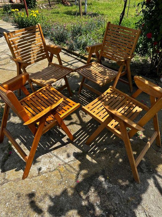 Сгъваеми дървени столове - комплект от 4 броя