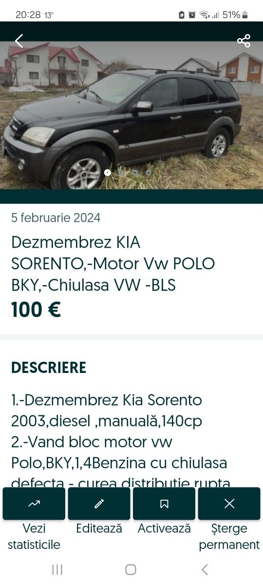 Piese Kia Sorento -roata rezerva Bmw slim-bloc motor polo bky-chiulasa