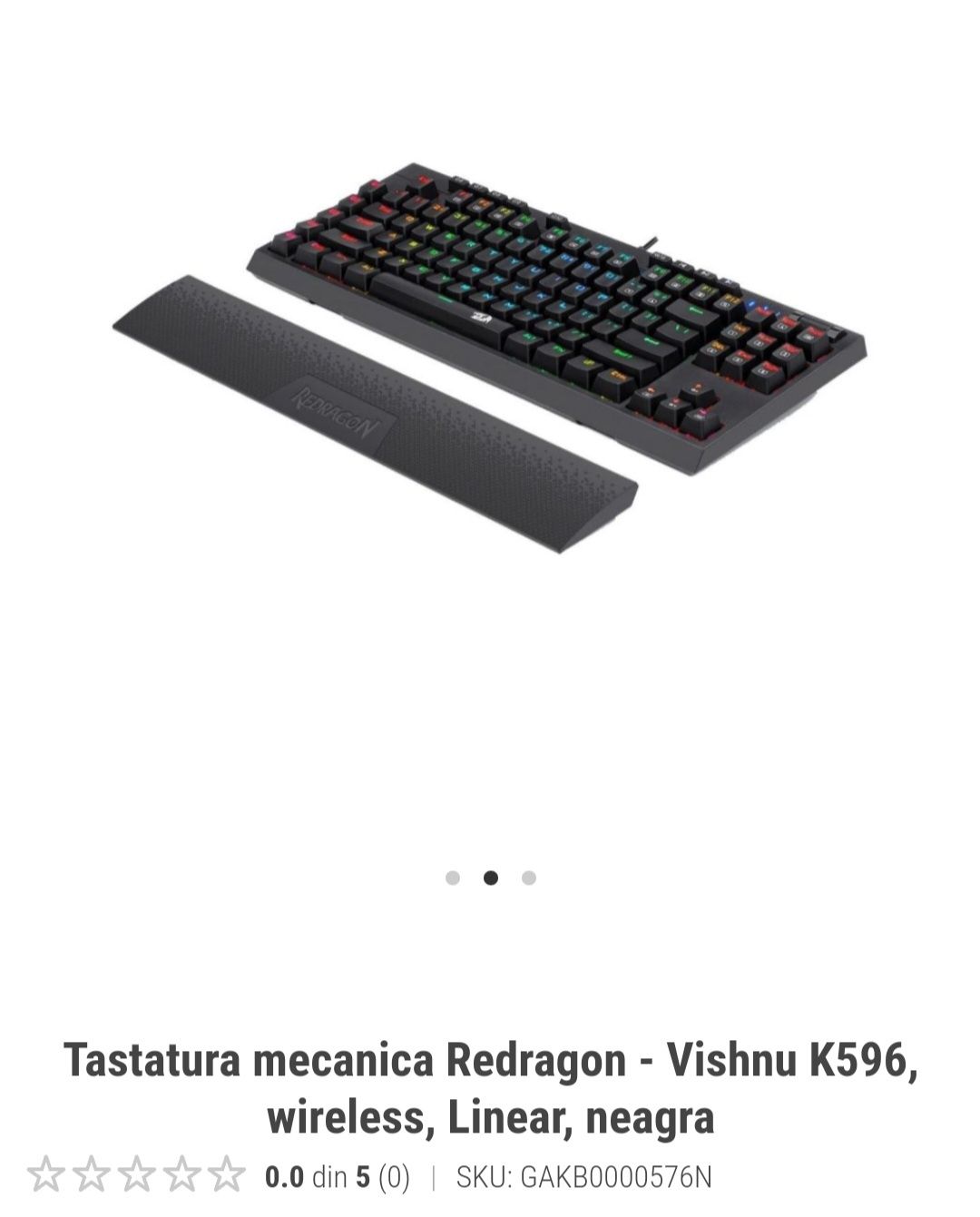 Tastatura mecanica Redragon - Vishnu K596, wireless, Linear, neagra