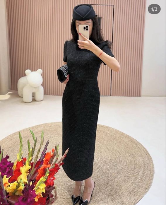 Новое платье с биркой из твида новое S размер (36 турецкий)