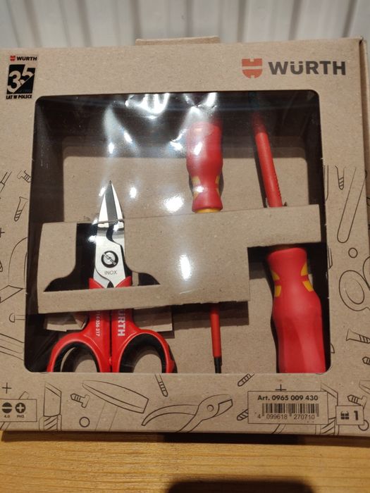 Set cadou electrician WÜRTH – foarfecă cabluri + șurubelnițe PH2 și 4m