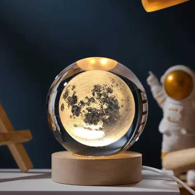 Лед нощна лампа с 3Д ефект , кристална топка