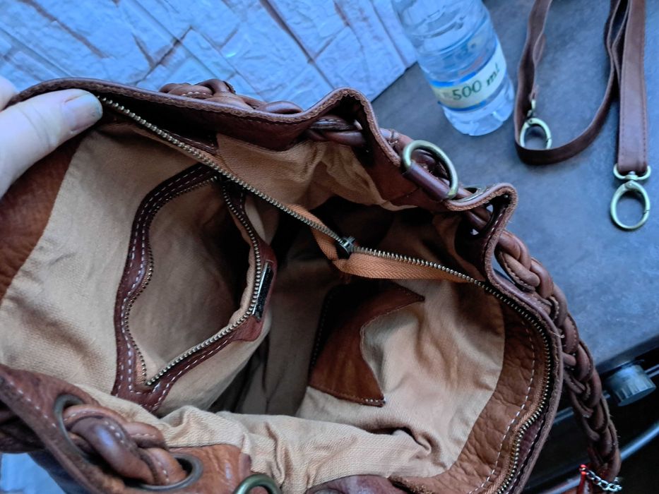 дамска кожена чанта Mia Tomazzi-кафява,кожена торба-естествена кожа