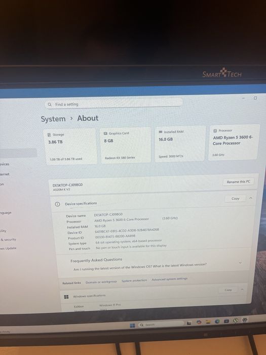 Pc Ryzen 5 3600/35mb cache / 16gb Ram/RX580 Nitro 8gb