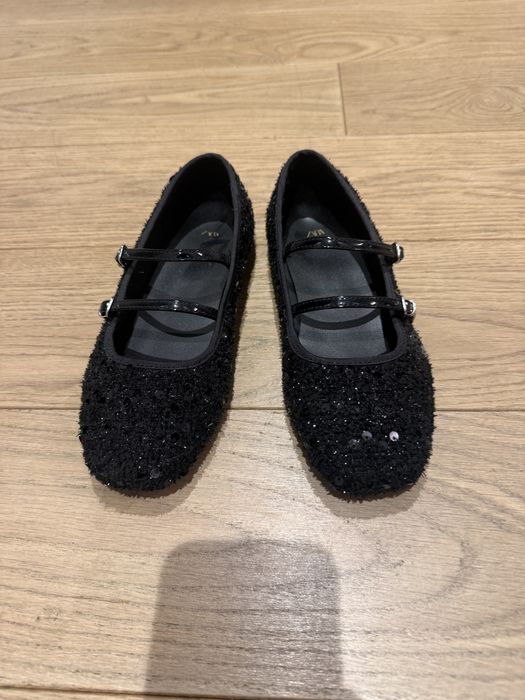 Balerini negri, glitter, Zara, marime 33