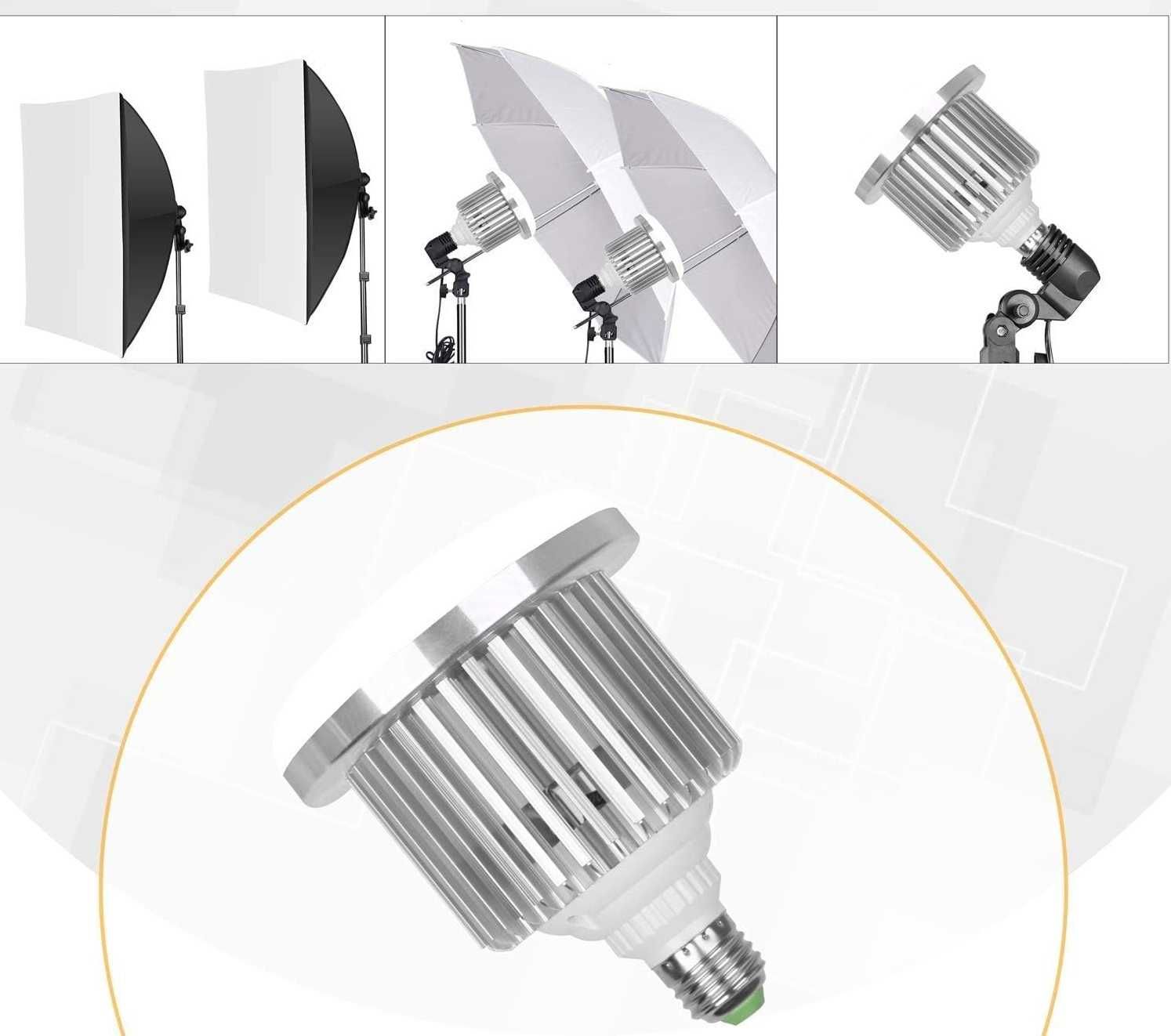 Kомплект софтбоксове за студийно осветление с трицветни крушки 2x85W