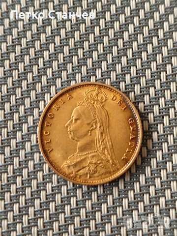 Златна монета Виктория 1887 Half Sovereign