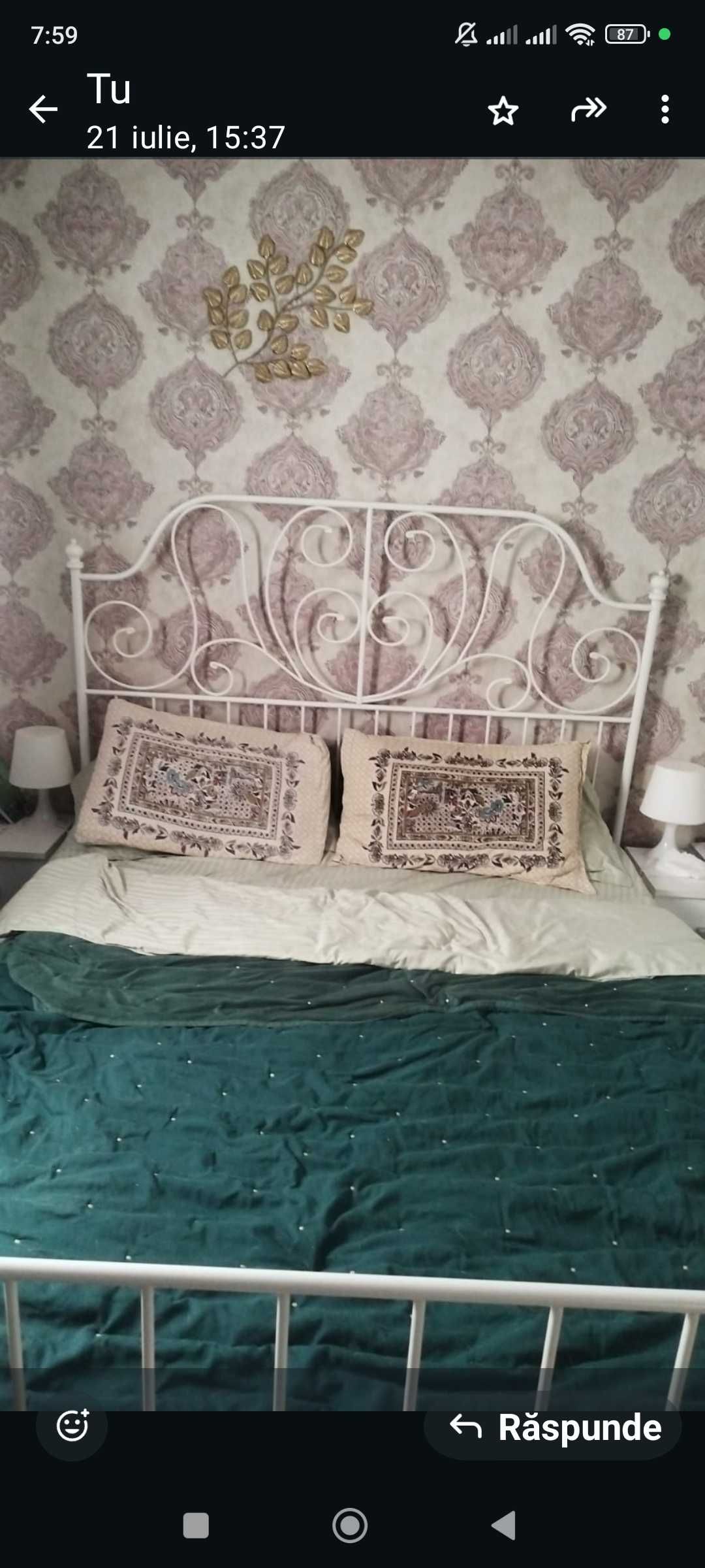 Vând pat Ikea cu somiera și saltea saltex 160×200