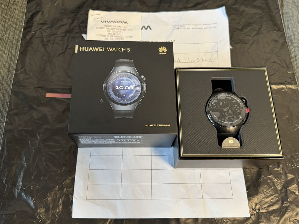 КАТО НОВ 46mm Huawei Watch 5 Гаранция Vivacom до 2027 г. Black